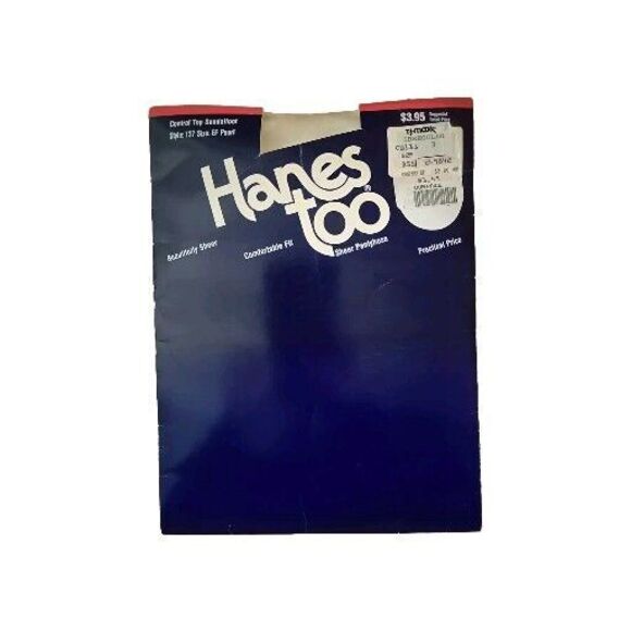 Vtg Hanes Too Day Sheers Pantyhose Classic  Control Top Sandalfoot Size EF Pearl - Picture 1 of 2